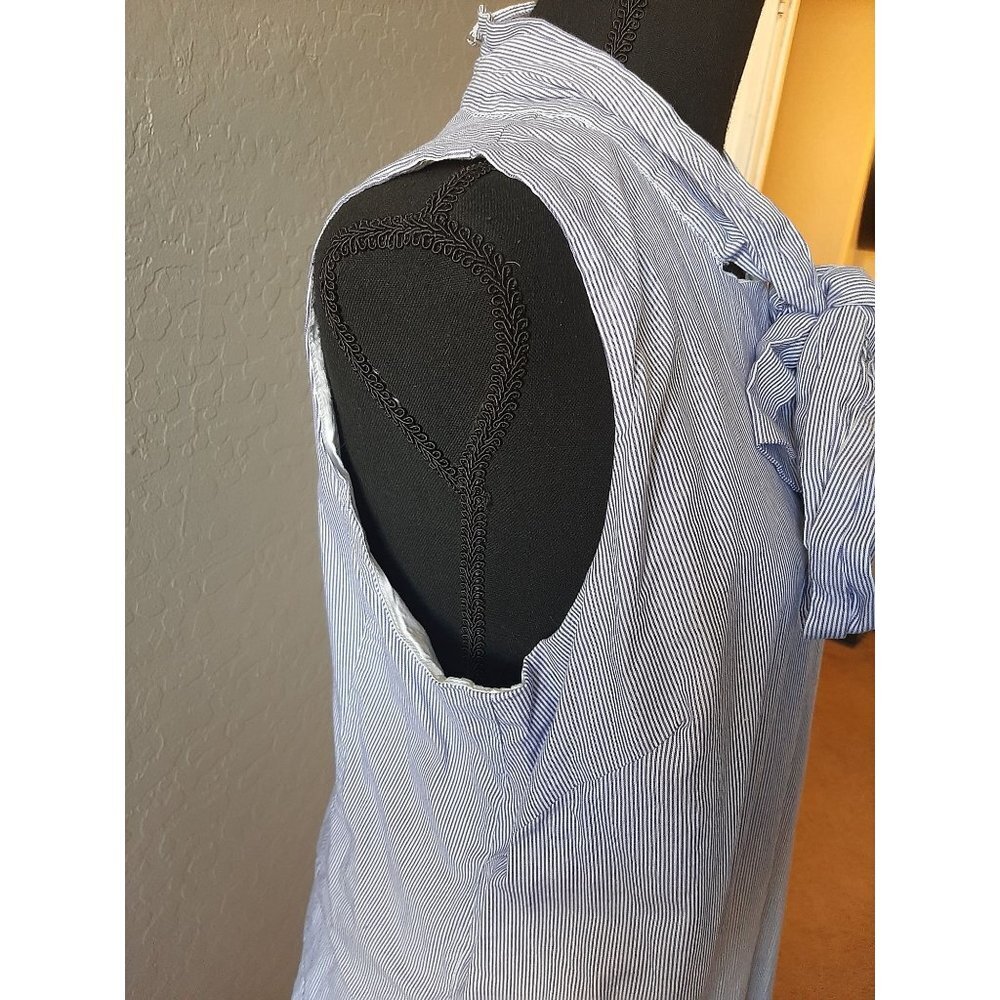 BANANA REPUBLIC TICKING STRIPED DRESS BOW  12 Contemporary  Workwear Preppy - Picture 4 of 10